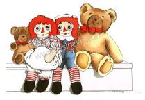 Teddy Bear with the Raggedys: Painting